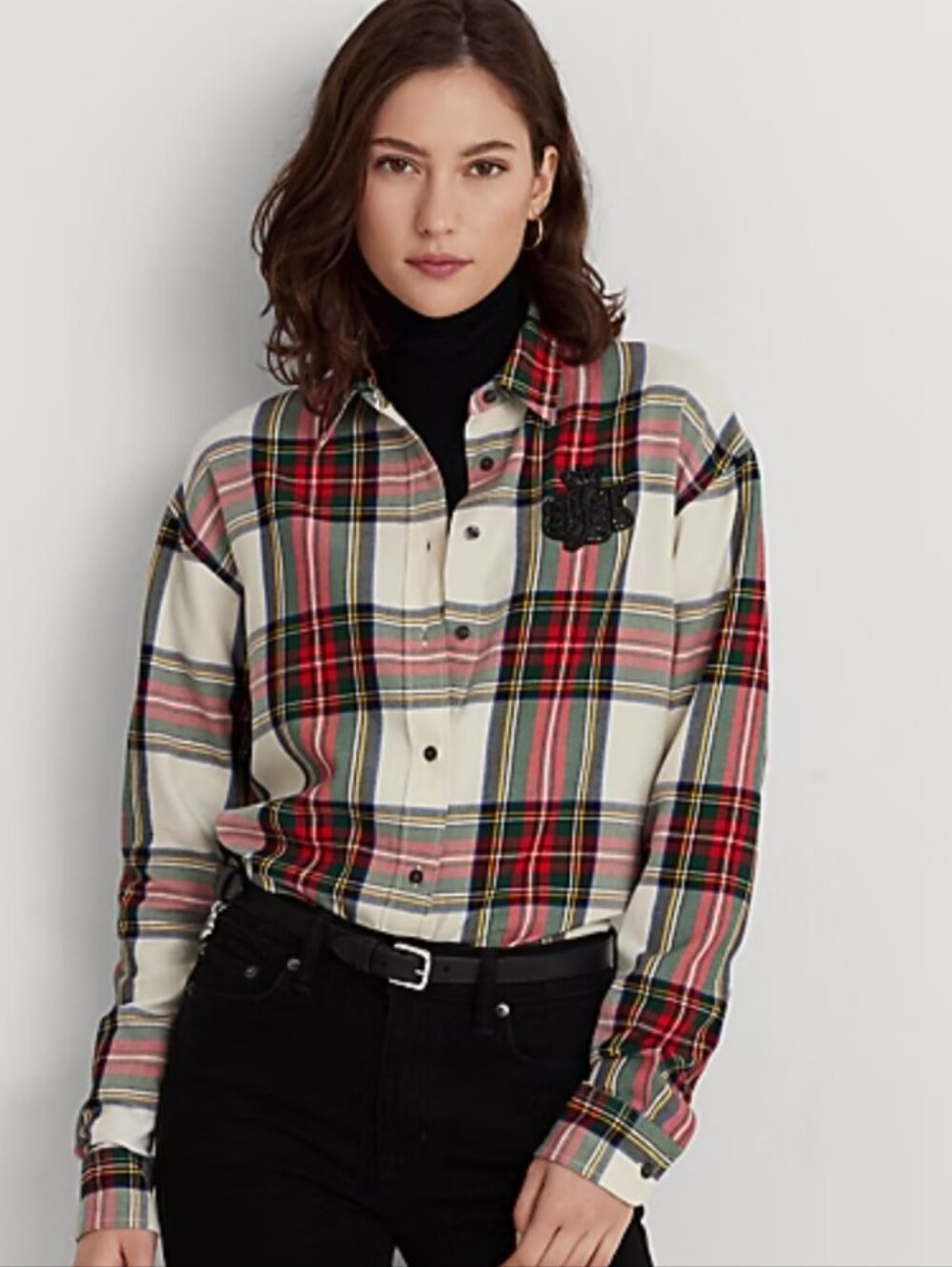 RALPH LAUREN bullion checked plaid twill shirt - size medium